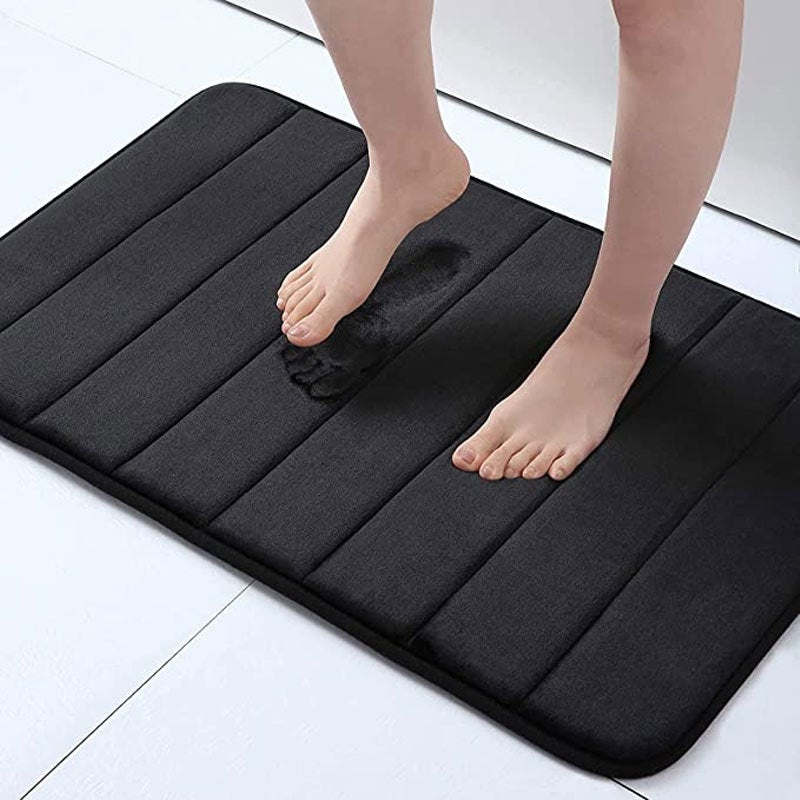 Mata łazienkowa z pianki memory 50 x 80 cm, chłonna, antypoślizgowa, gruba, z PVC, ultra miękka, do łazienki – Czarna
