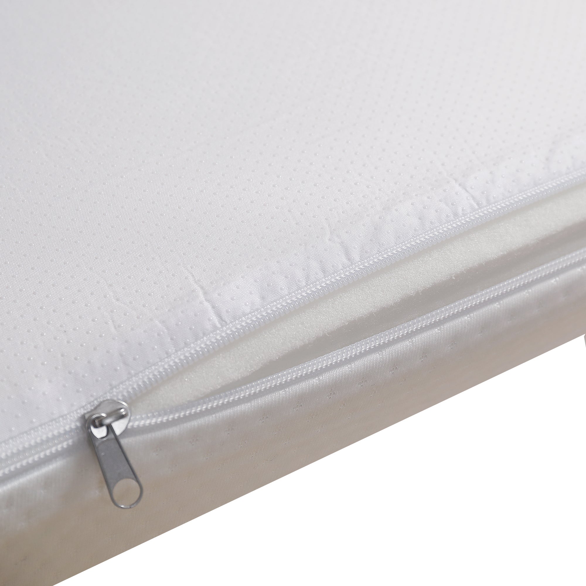 Materac składany 140 x 200 cm, pianka o grubości 10 cm - gąbka 23D - certyfikat Oeko-Tex - biały pokrowiec + biała gąbka - 9