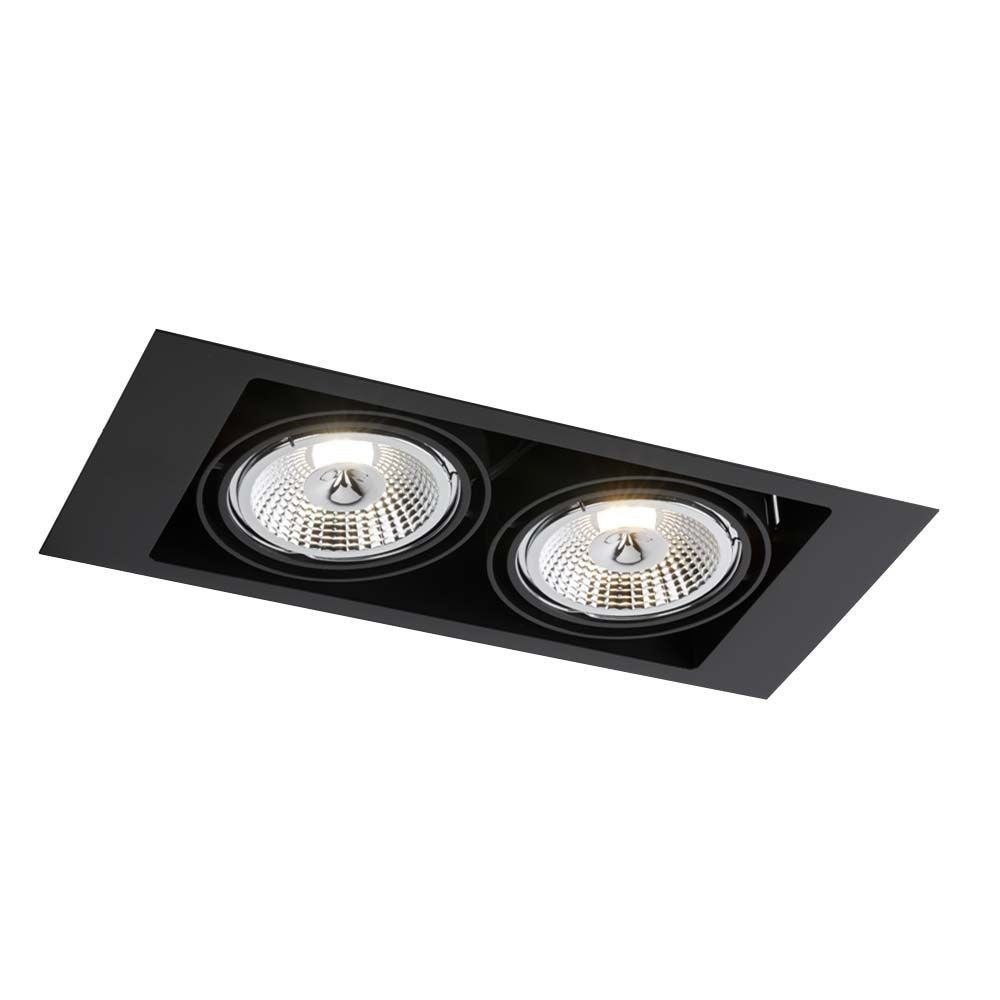 Oprawa sufitowa wpuszczana Muko czarna 2xGU10x18W prostokątna ruchoma IP20 wym: 10,5 x 40 x 18,5 cm metal Shilo