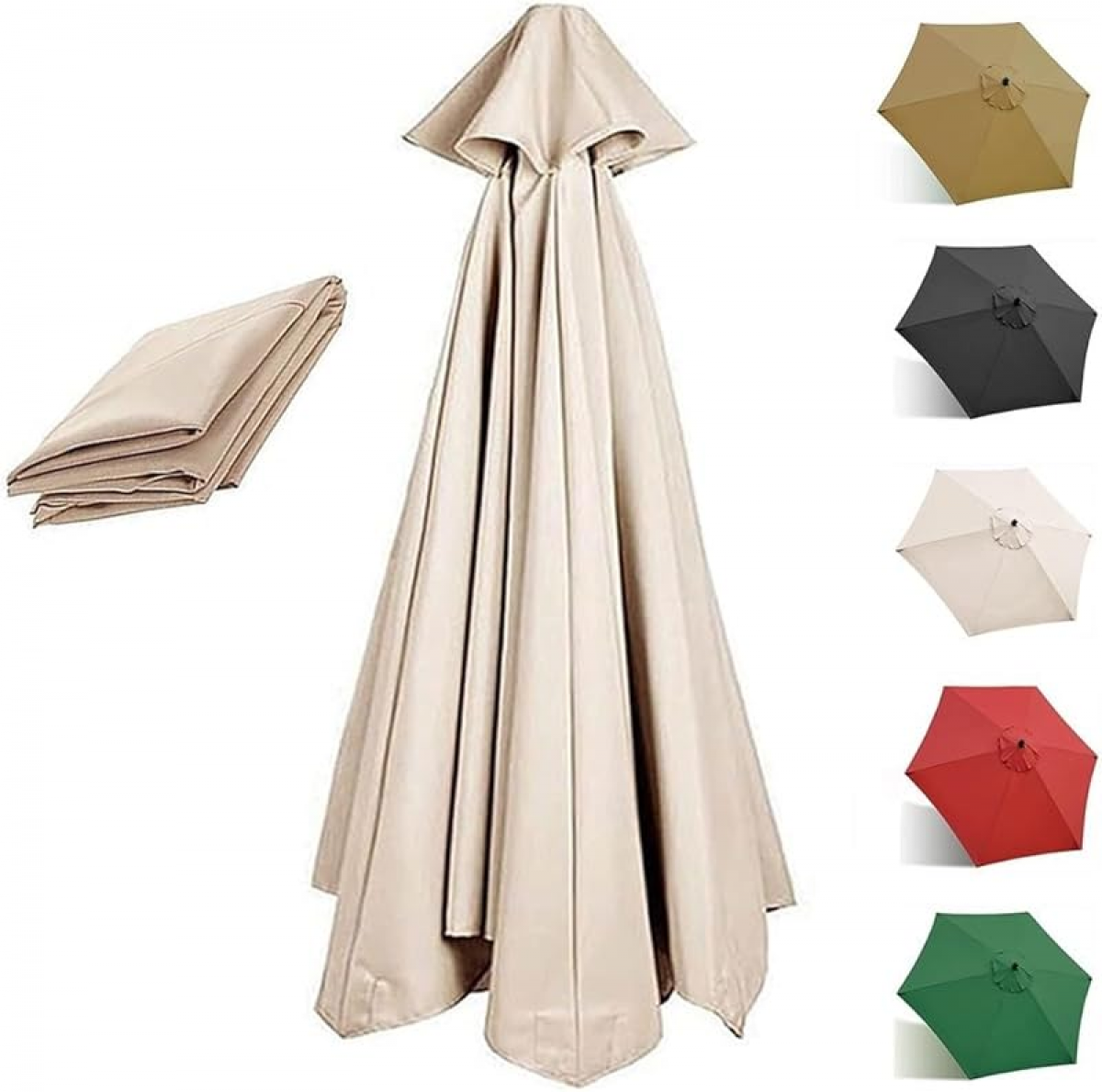Husă de schimb pentru umbrelă, 6 nervuri, 2,7 m, impermeabilă, rezistentă la UV, material textil de schimb, alb crem