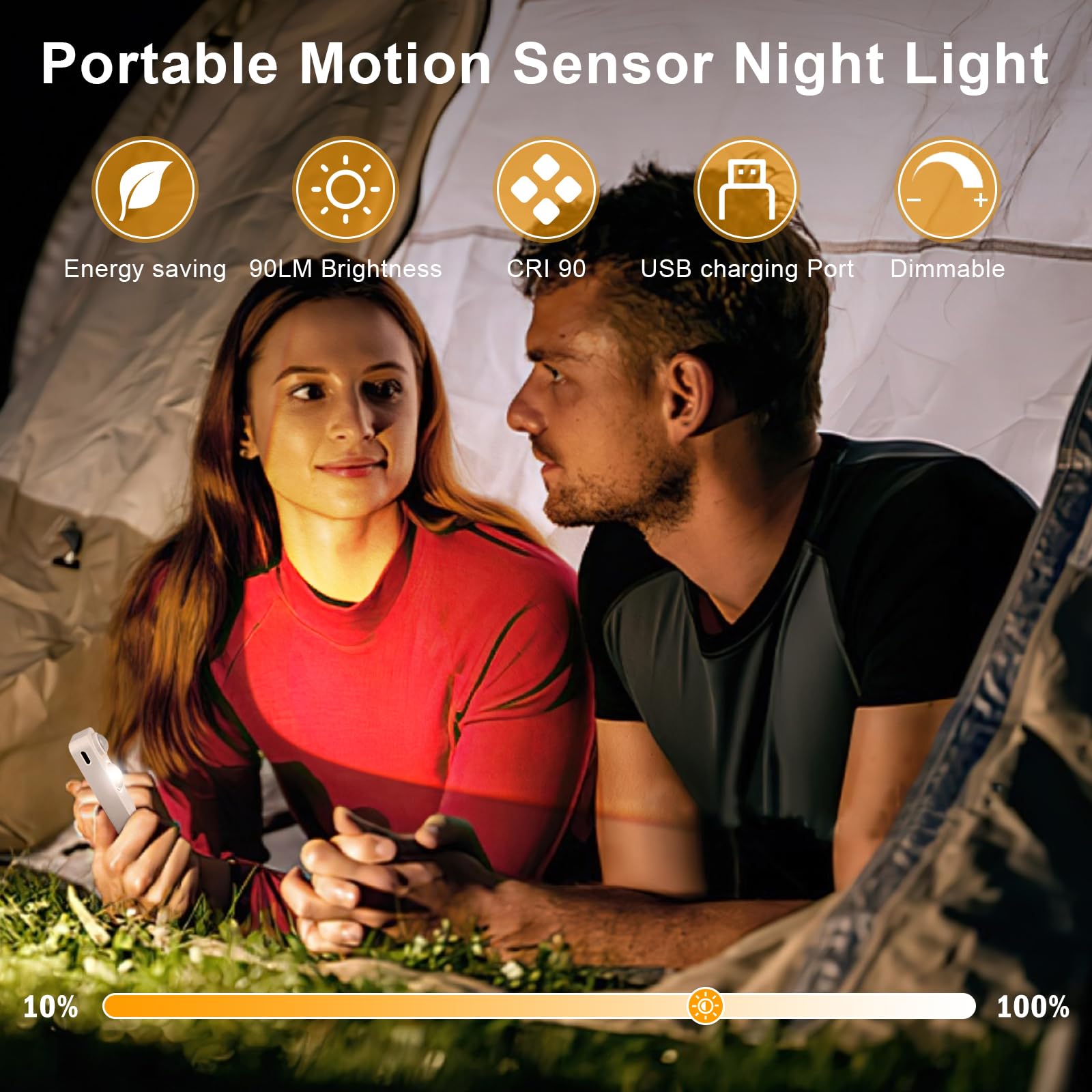 PRECORN Luce Notturna LED Dimmerabile: Ricaricabile USB-C, Magnetica, Wireless Per Armadio, Cucina E Camera Da Letto (6000K) - 2