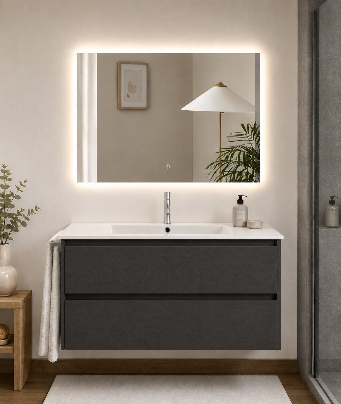 Mobilier de baie cu lavoar ORIGENBATH IBIZA fără oglindă 80x40 cm grafito