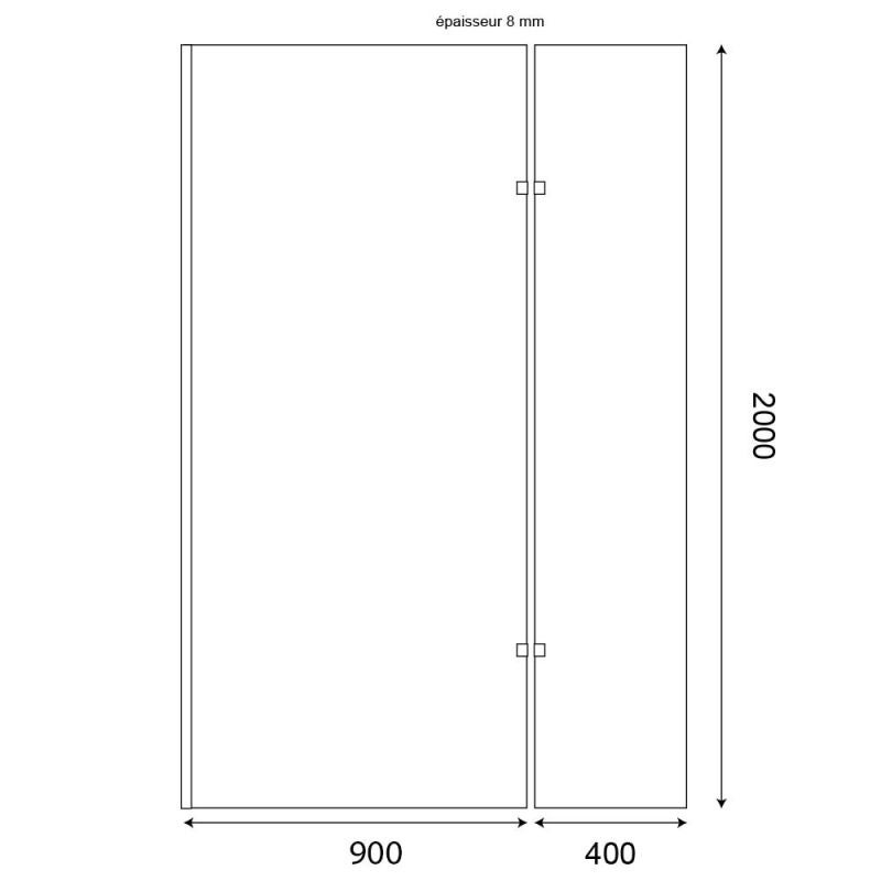 Paroi de douche italienne 90+40 x 200cm CALYPSO verre 8 mm avec volet pivotant - 5