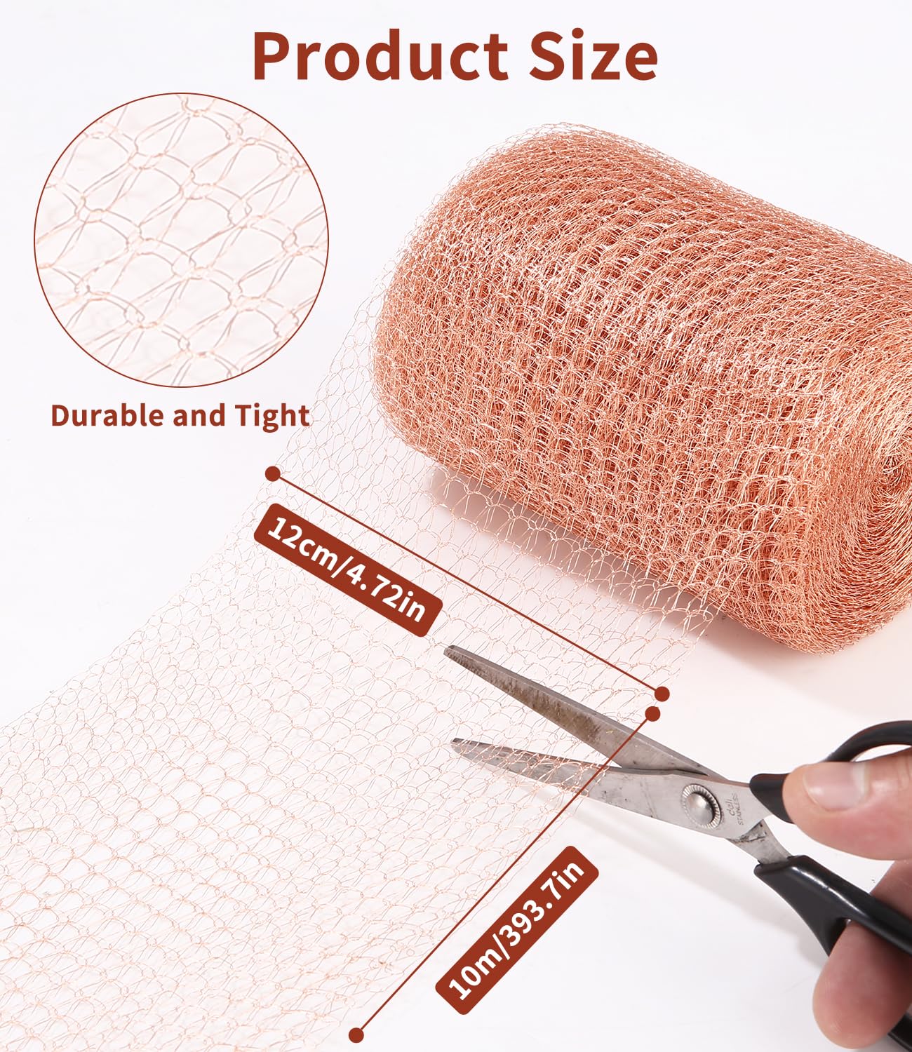 10m x 127mm Grillage Anti Rongeur de Haute Qualité, Ruban de Cuivre Contre Les Escargots, Filet en Cuivre 100% Cuivre Anti Limaces et Escargots - 2