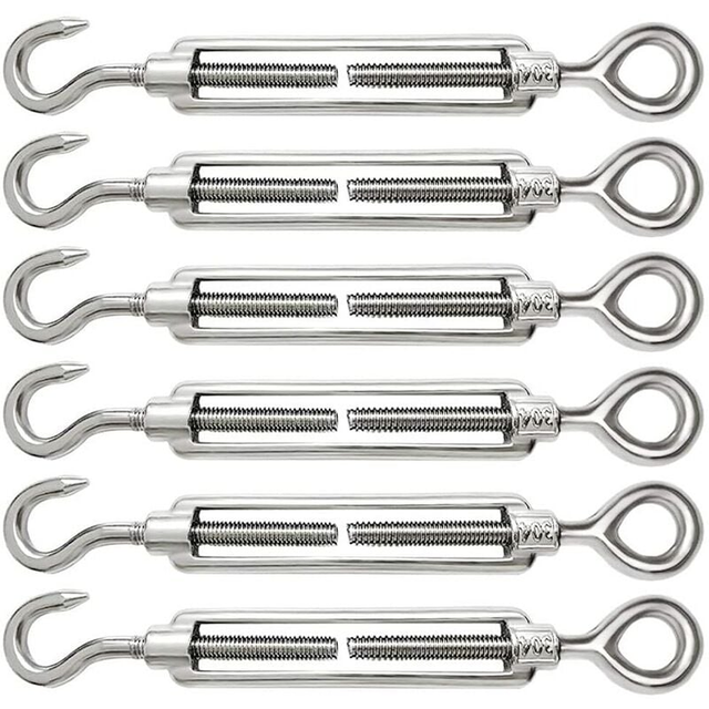 4 Tendeurs Câble M8 Inox 304 - Crochet C-C, Réglable, 19-29cm - Pour Corde, Gréement, Clôture, Voile Ombrage