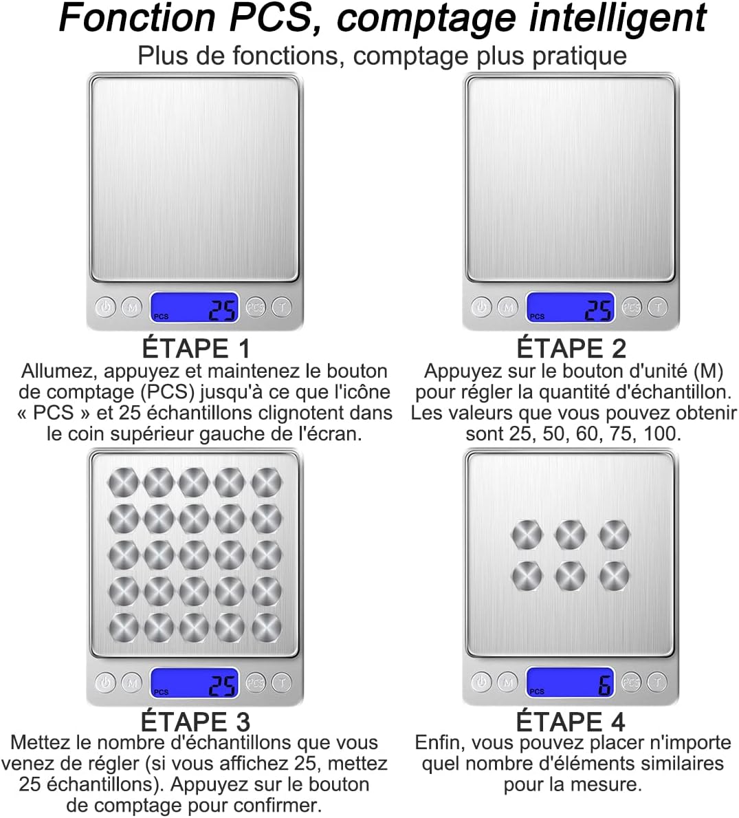Balance de précision 500g 0.01g, balance de cuisine balance de poche balance à bijoux, balance électronique de haute précision, écran LCD - 5
