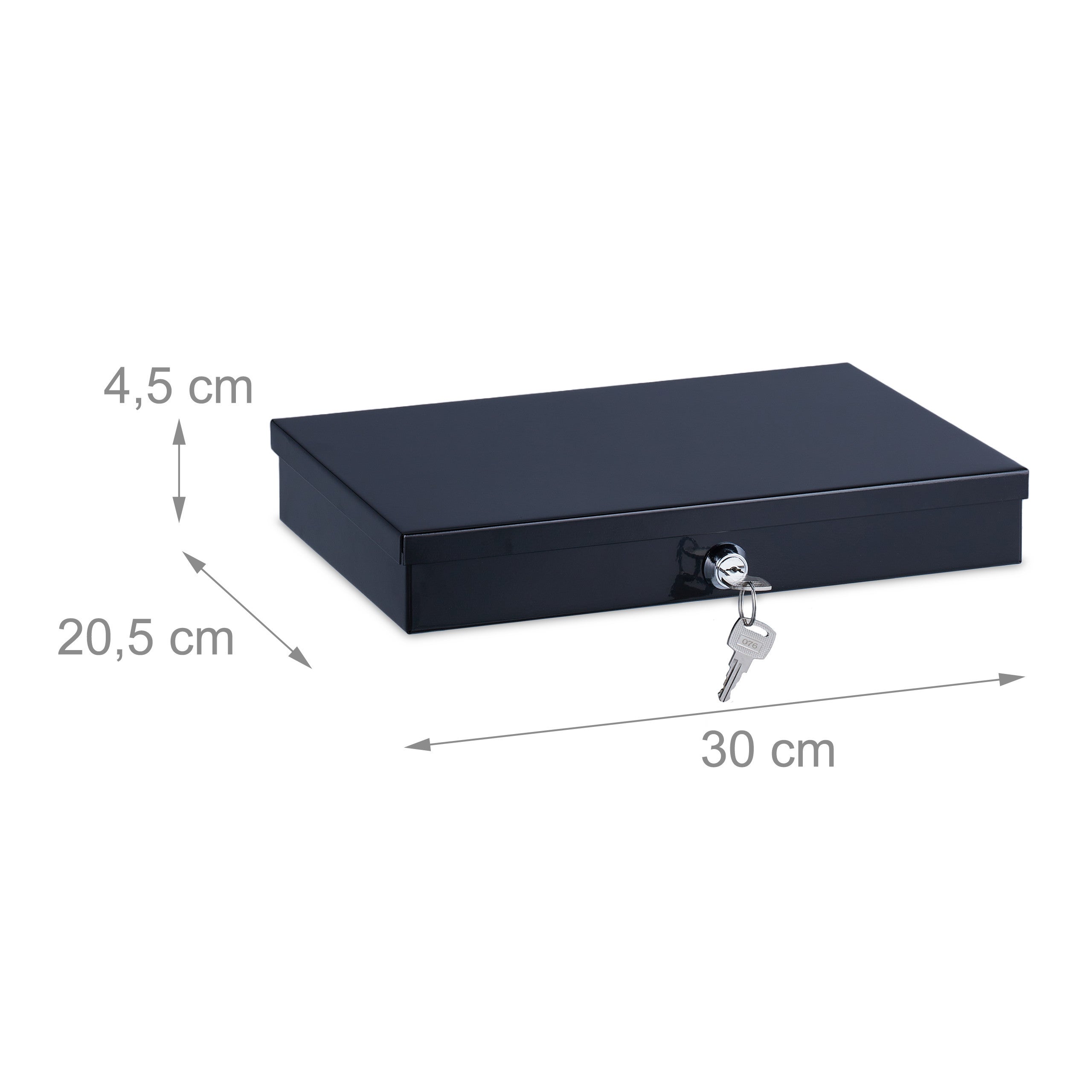 Relaxdays Cassetta Portavalori, Salvadanaio per Monete e Banconete, 2 Chiavi, Acciaio e Plastica, 4,5x30x20,5 cm, Nero - 4