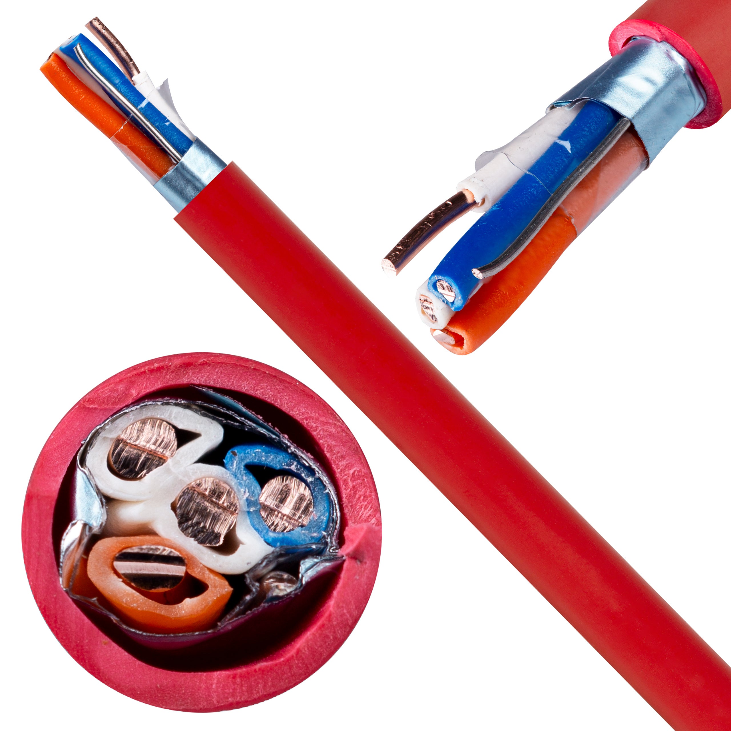 Kabel przeciwpożarowy parowany YnTKSYekw 2x2x0,8mm czerwony 150V ekranowany drut Bitner 200m