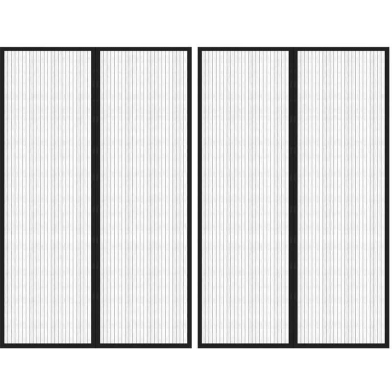 VidaXL Zasłony na drzwi przeciw owadom 2 szt. z magnesami czarne 220x130 cm