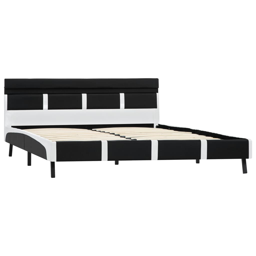 Maison Exclusive - Estrutura de cama com LED 140x200 cm couro artificial preto - 3