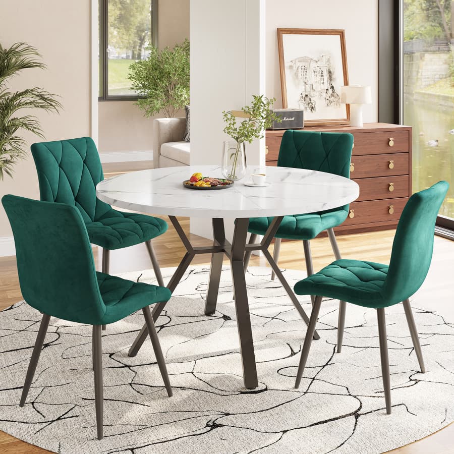 Vida Designs Tavolo Da Pranzo 4 Posti – Moderno Con Gambe A U In Metallo Nero (Rovere)