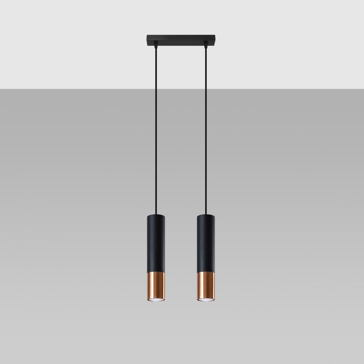 Lampa wisząca ZARPEX 2 czarny/miedź LED 4000K - 30x6x90cm Sollux