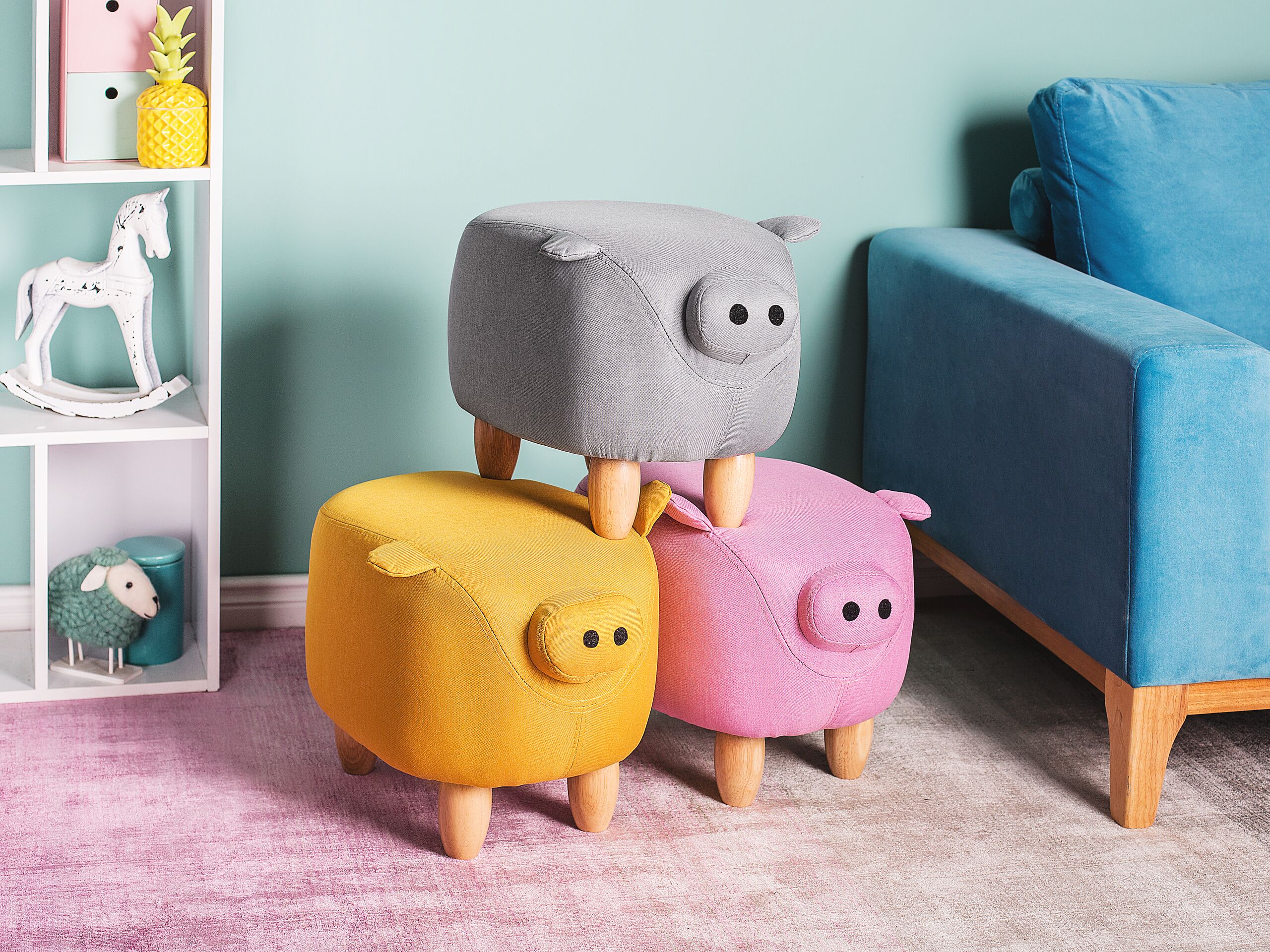 Pouf animaletto PIGGY Tessuto Grigio chiaro - 2