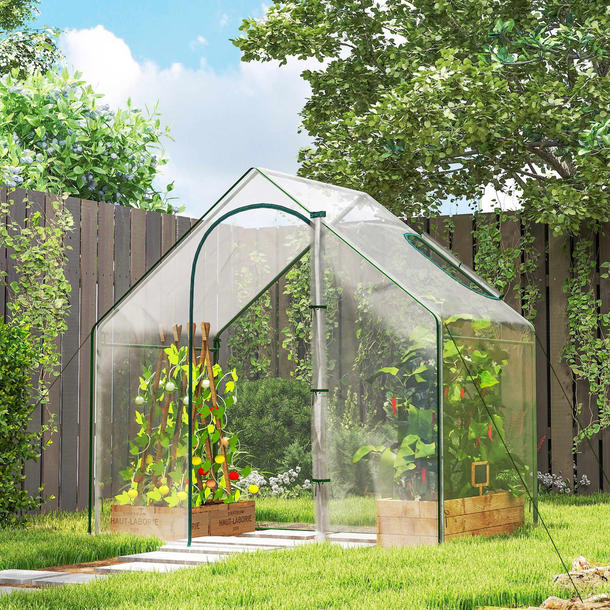 Serre de jardin - Outsunny - PVC serre balcon bâche renforcée porte zippée légumes - acier - 180x100x168cm - transparent vert - 2