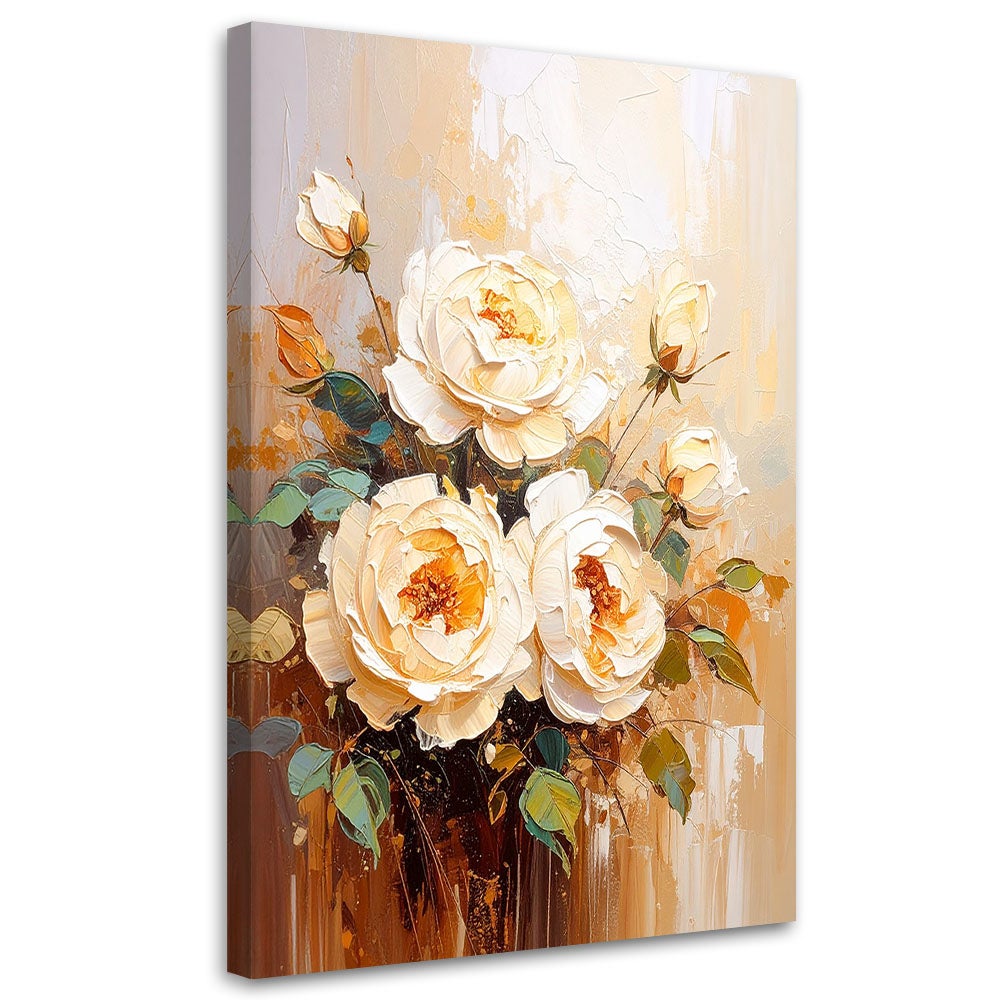 Obraz do salonu sypialni róże kremowe kwiaty bukiet 60x90