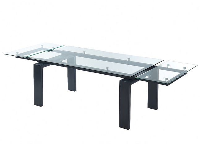 Tavolo allungabile a 240 cm con piano in vetro Fumè e base in metallo TAO | Leroy Merlin Tavolo allungabile a 240 cm con piano in vetro Fumè e base in metallo TAO | Leroy Merlin