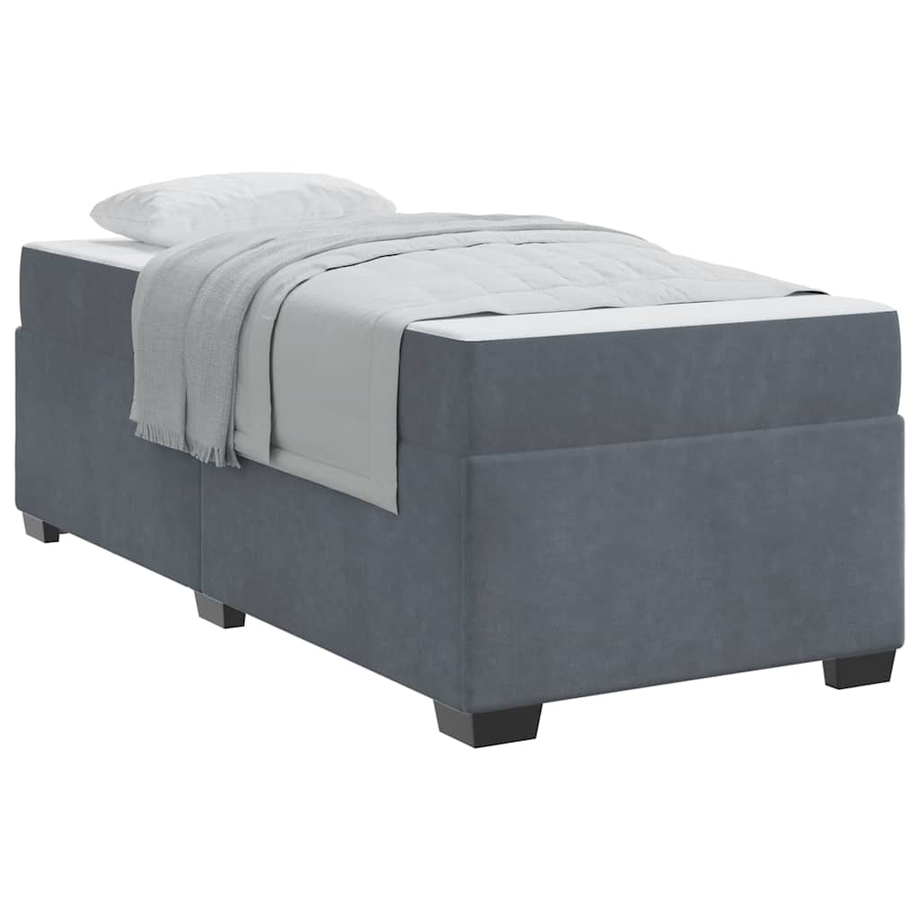 Cadre de lit avec matelas Gris foncé 90 x 200 cm Velours - 3