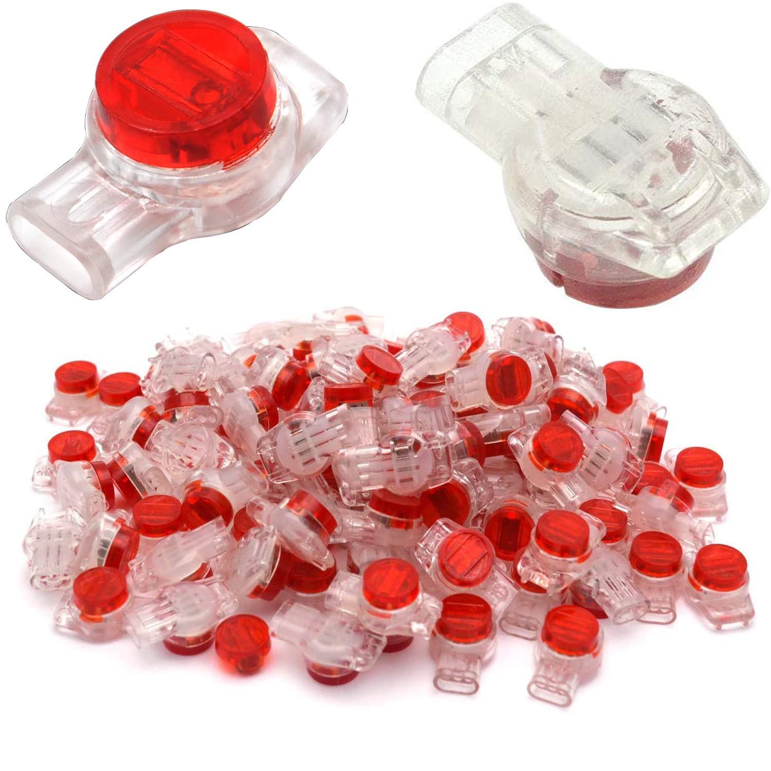 55 Connecteurs UR Sourcing Map – 3 Ports, Gel Intérieur, Pour Fils Téléphoniques – Transparent/rouge