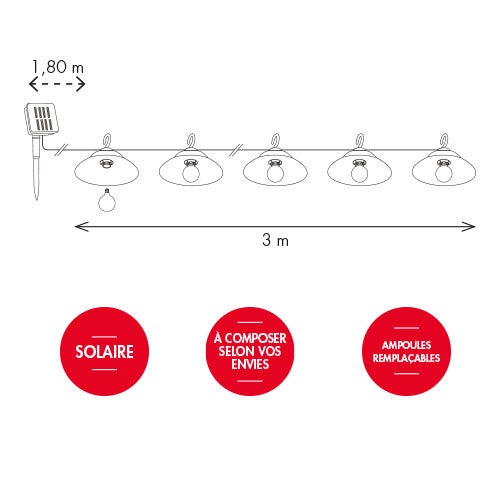 Lot de 8 abats jours Astoria pour guirlande solaire - Chromex - 2