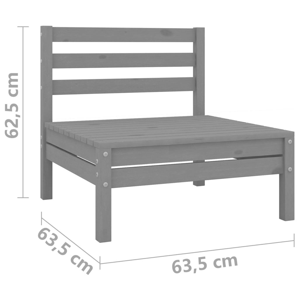 Salon de jardin 7 pcs Gris Bois de pin massif 26 - 6