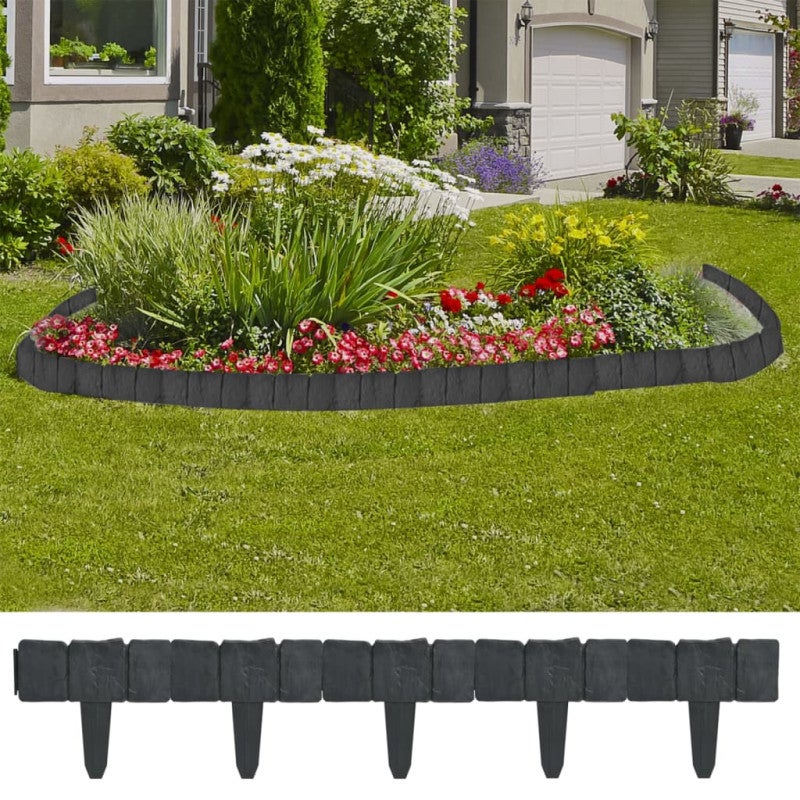 Bordo Per Aiuole Da Giardino Effetto Legno - 30 Pezzi (8,4 M) - Palizzate In Plastica Marrone 28x24 Cm - 3