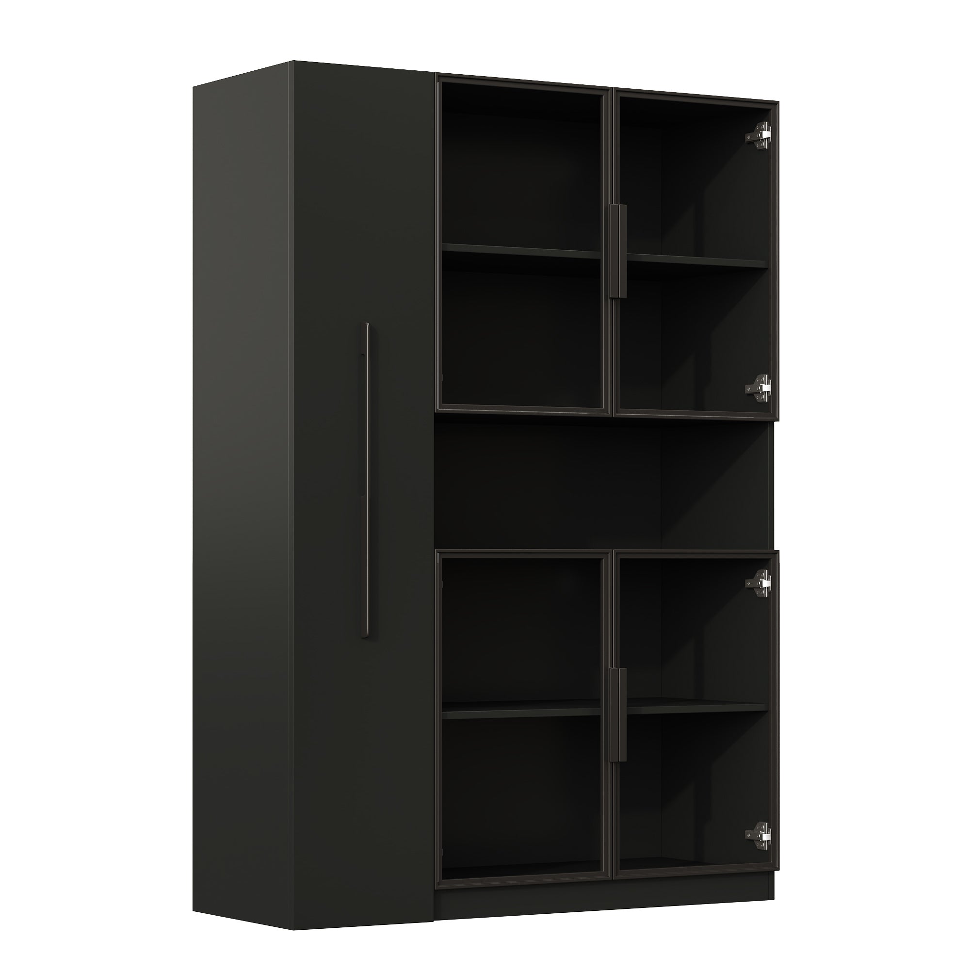 Witryna z 4 drzwiami szklanymi i 1 wysuwaną szufladą - 110 x 30 x 160 cm - MDF - diody LED - czarna - 9