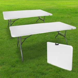 Table Pliante Rectangulaire Moov-it 180x70cm - 6 Personnes - 150kg Charge - Résine Et Acier - Intérieur/Extérieur