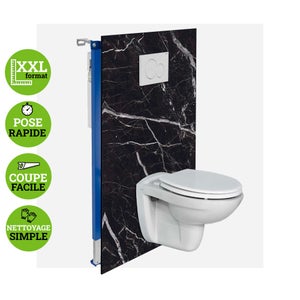 Panneau Habillage WC suspendu , L120*l120*0.4 cm, finition marbre noir, Infinite Black KOBERTIN