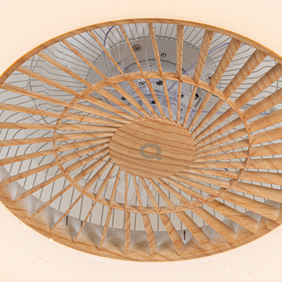 Ventilateur de plafond imprimé bois avec effet étoilé 60cm LED incluse dimmable avec télécommande - Climo - 4