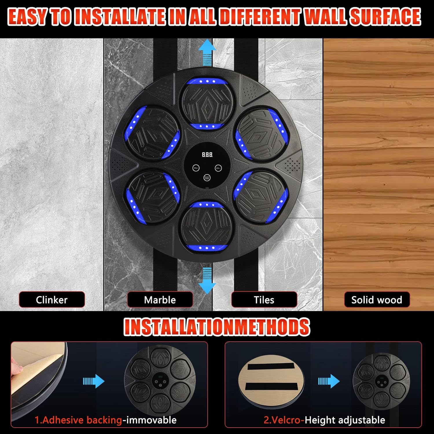 Cibles de boxe musicales intelligentes pour l'entraînement sportif avec 7 vitesse - 5