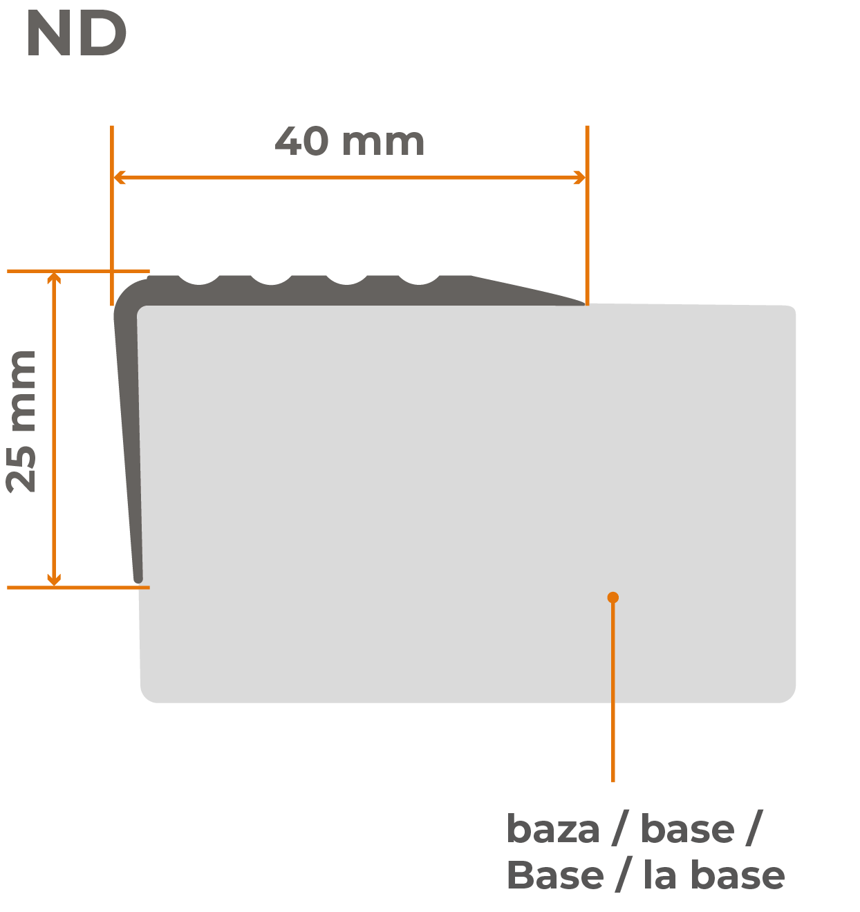 Samoprzylepny profil schodowy 40x25 mm PVC na krawędzie stopni z ryflowaniem - 80 cm, beżowy