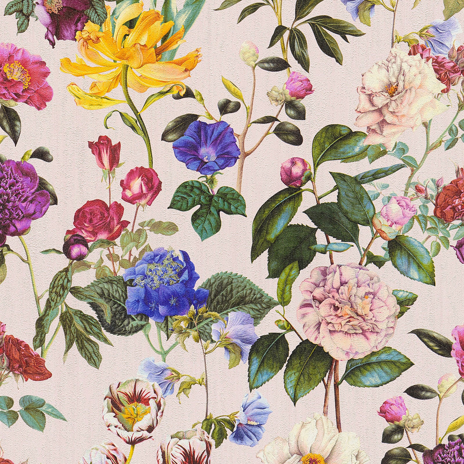 Papel pintado romántico tonos pastel papel pintado rosa, morado, azul y rojo estilo floral papel pintado flores decorativas