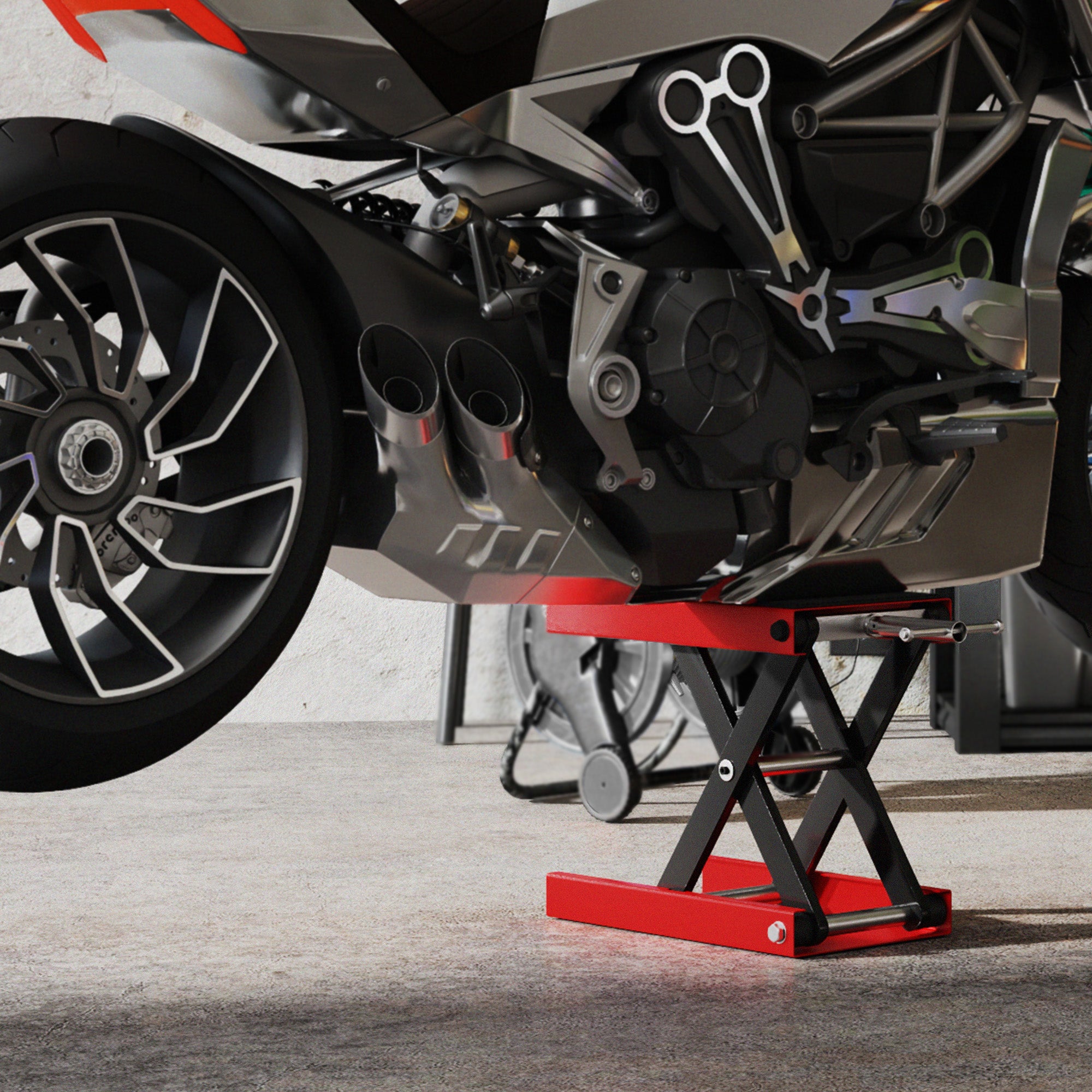 Plataforma Elevadora para Motocicletas DURHAND Metal y Caucho Negro y Rojo 41.5x23.5x37 cm - 3