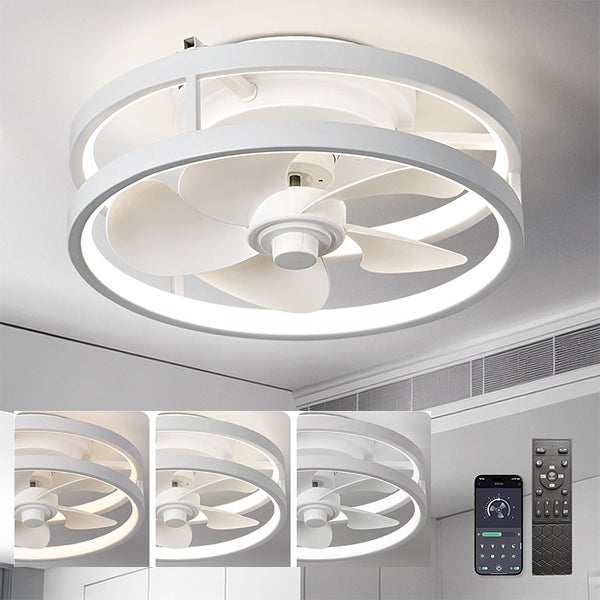 Ventilatore da soffitto RGB con asta di prolunga, velocità regolabile