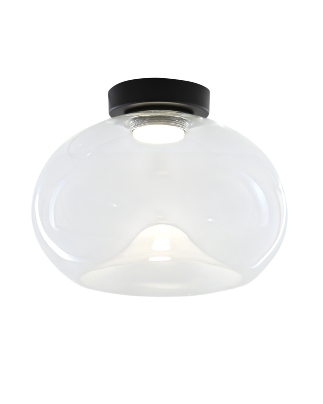 Brena - Okrągła lampa sufitowa z wbudowanym oświetleniem LED Fabas Luce - ściemnialna lampa ścienna LED 19W - Przezroczysta wklęsła