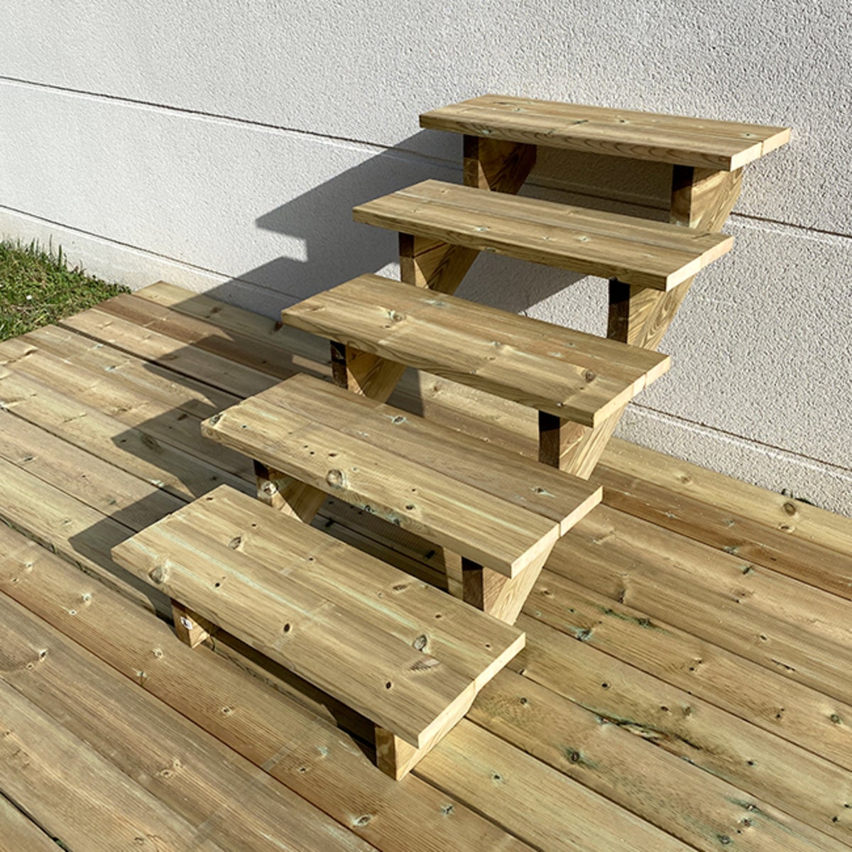 BERLIN Escalier extérieur bois 5 marches H 88cm L-80cm - sans contre marche - 2