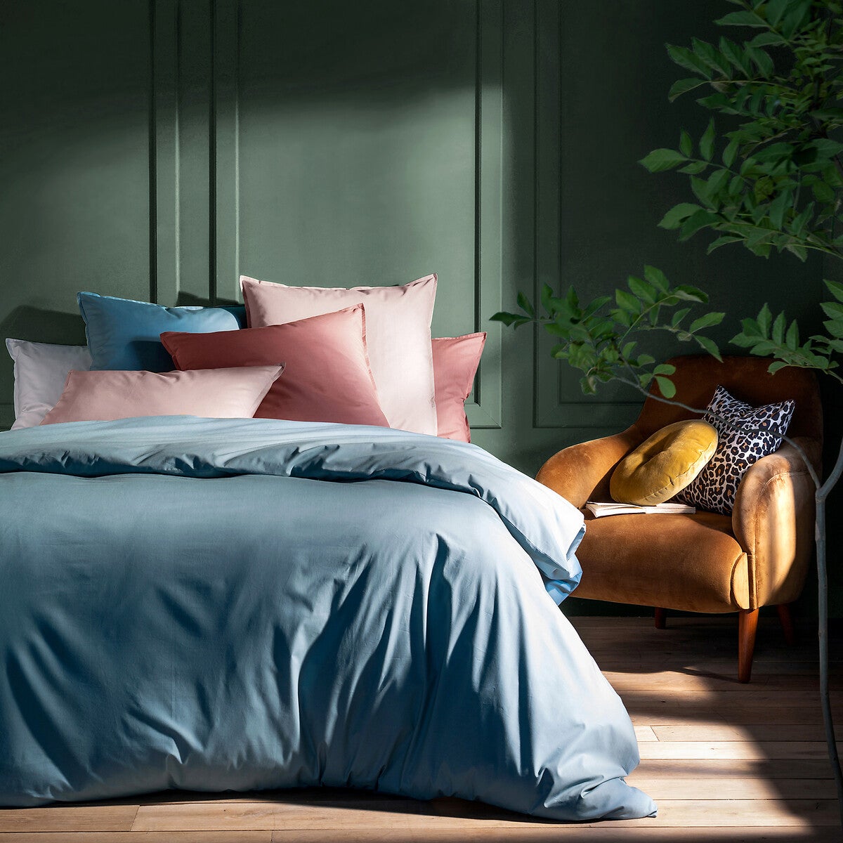 Drap plat uni en percale de coton bio Scenario - Rose poudré - 180 x 290 cm - 5