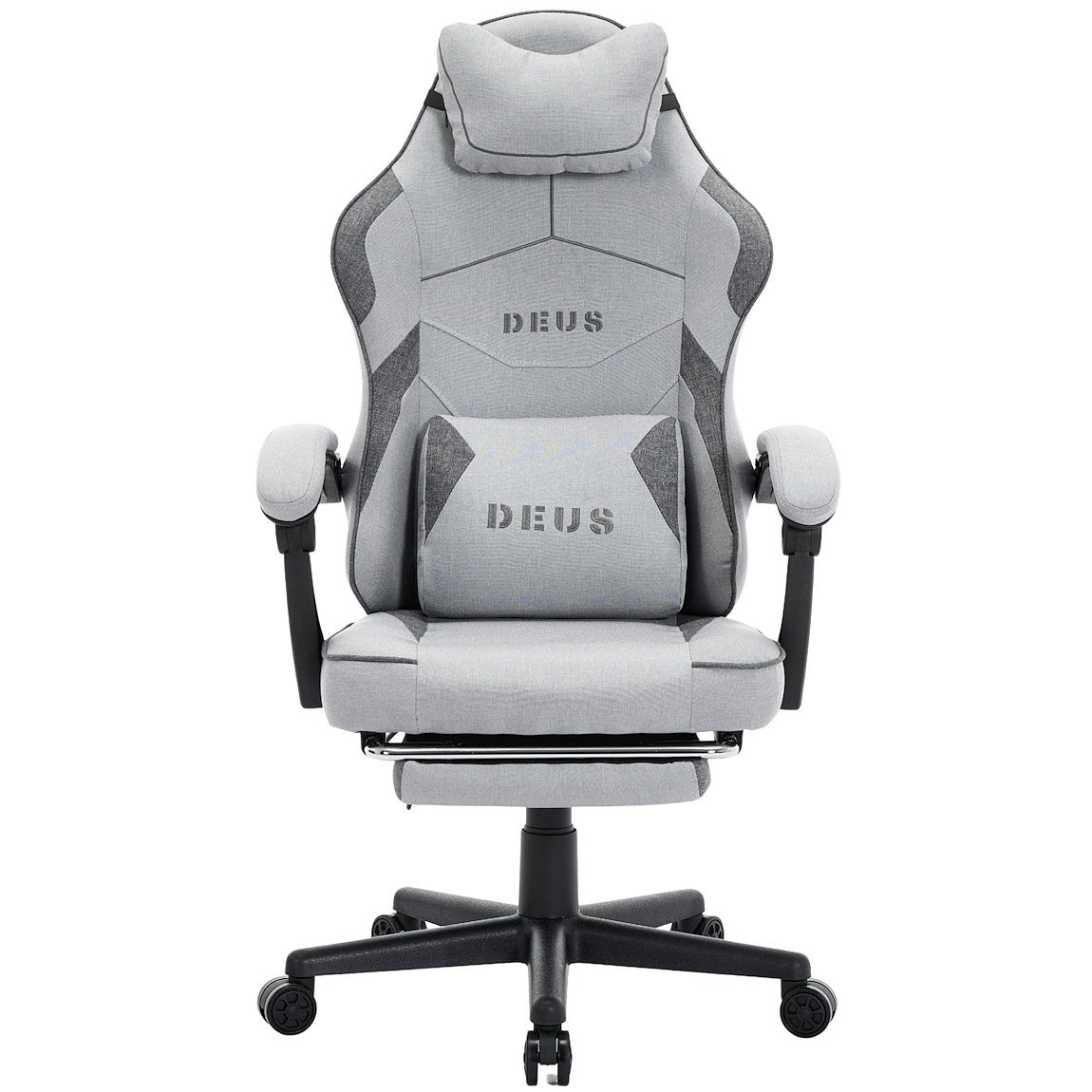Fotel gamingowy biurowy oddychający z tkaniny z podnóżkiem Edge Light Gray / Dark Gray