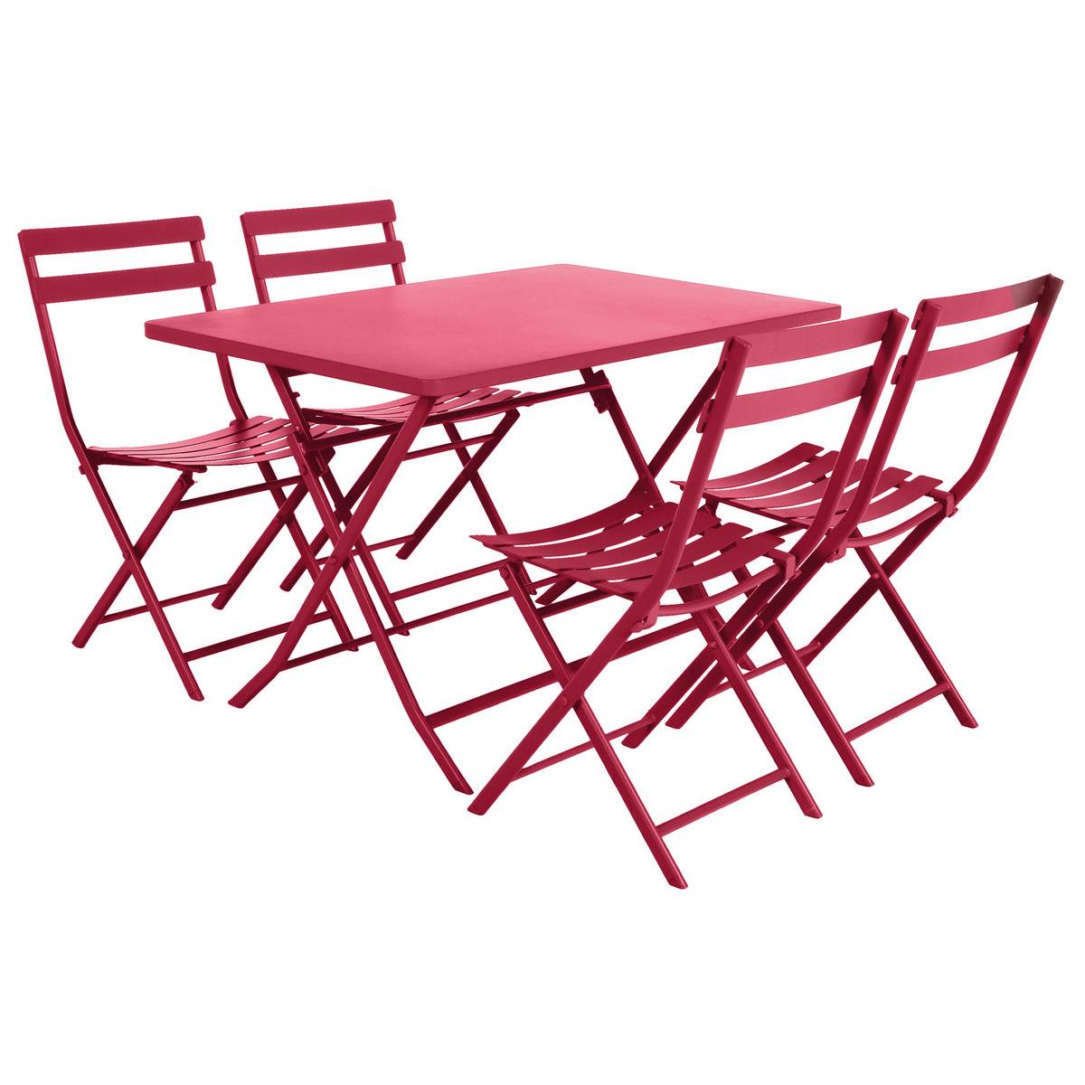 Table de jardin extensible rectangulaire en Acier Rouge 4 places - 2