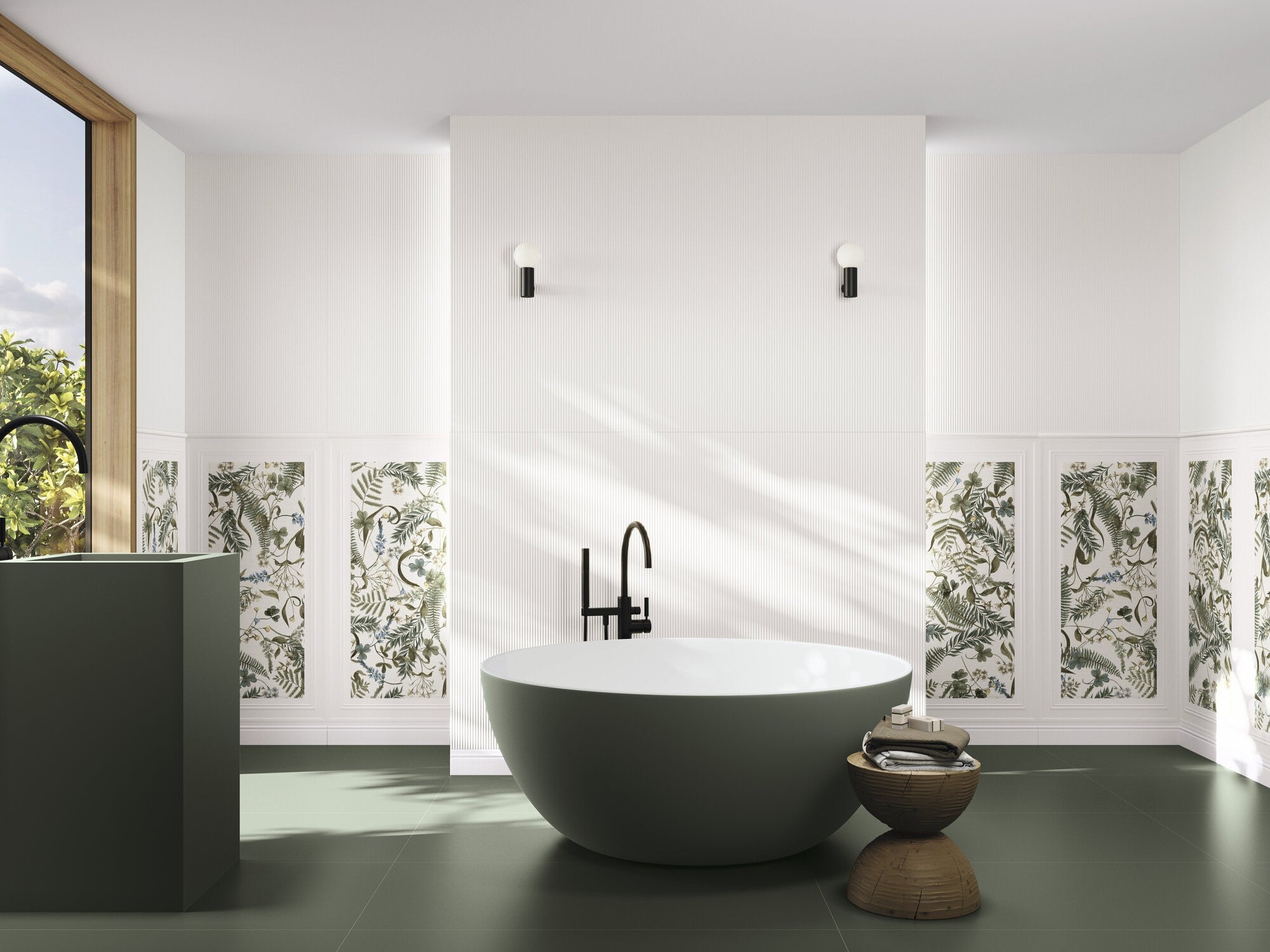 Carrelage Effet Tapisserie Moulure 60x120 Parigi - MIX BLANC - 2