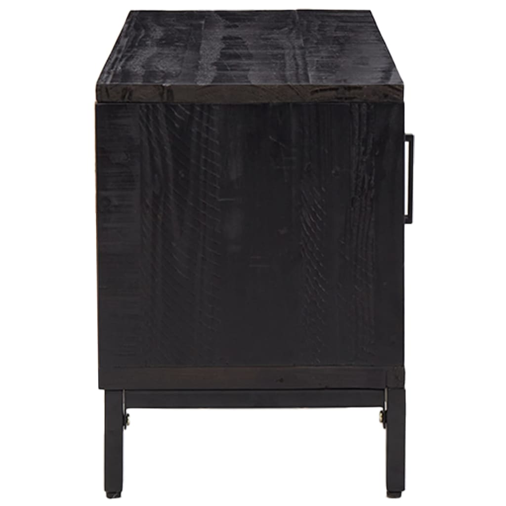Meuble TV Noir 110x35x48 cm Bois de pin massif - 5