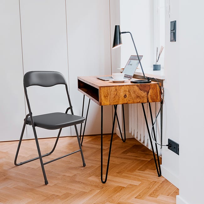 Baroni Home Set 4 Sedie Pieghevoli - Acciaio E PVC, Portatile Per Casa E Viaggio, Nero - Foto 1