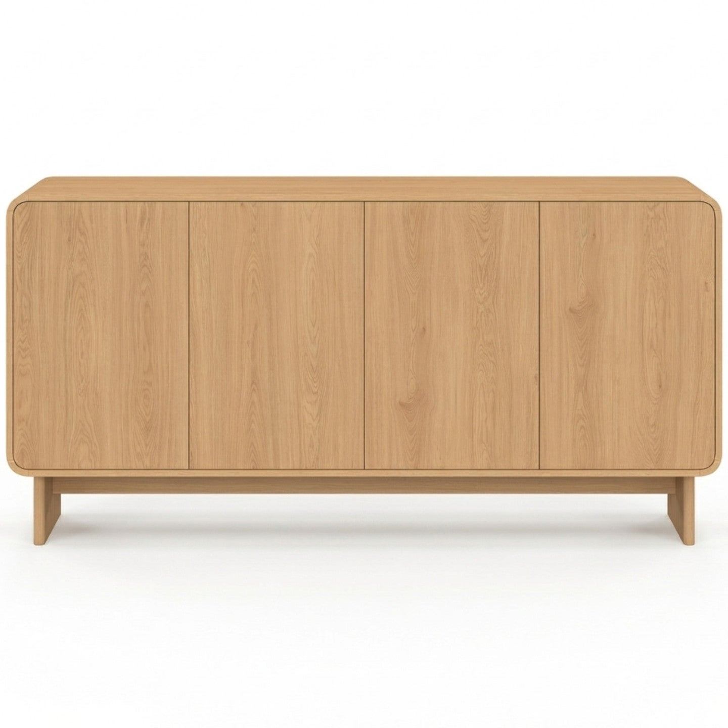 Buffet 160 cm CAPUCINE XXL 4 portes façon hêtre design arrondi - 2