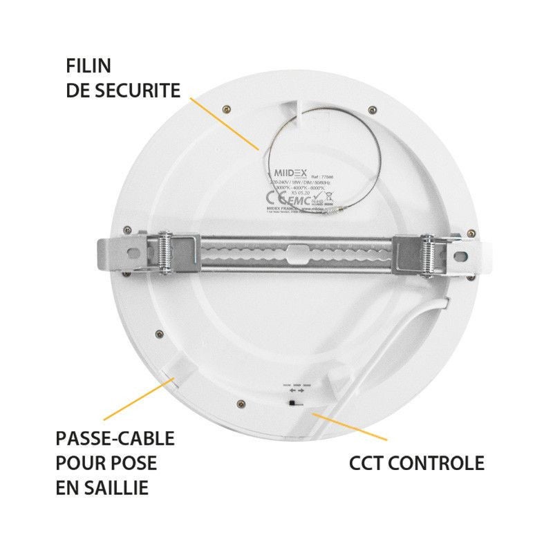 Plafonnier LED Rond - 170mm - 12W - CCT Dimmable - Blanc - Encastrable - 2