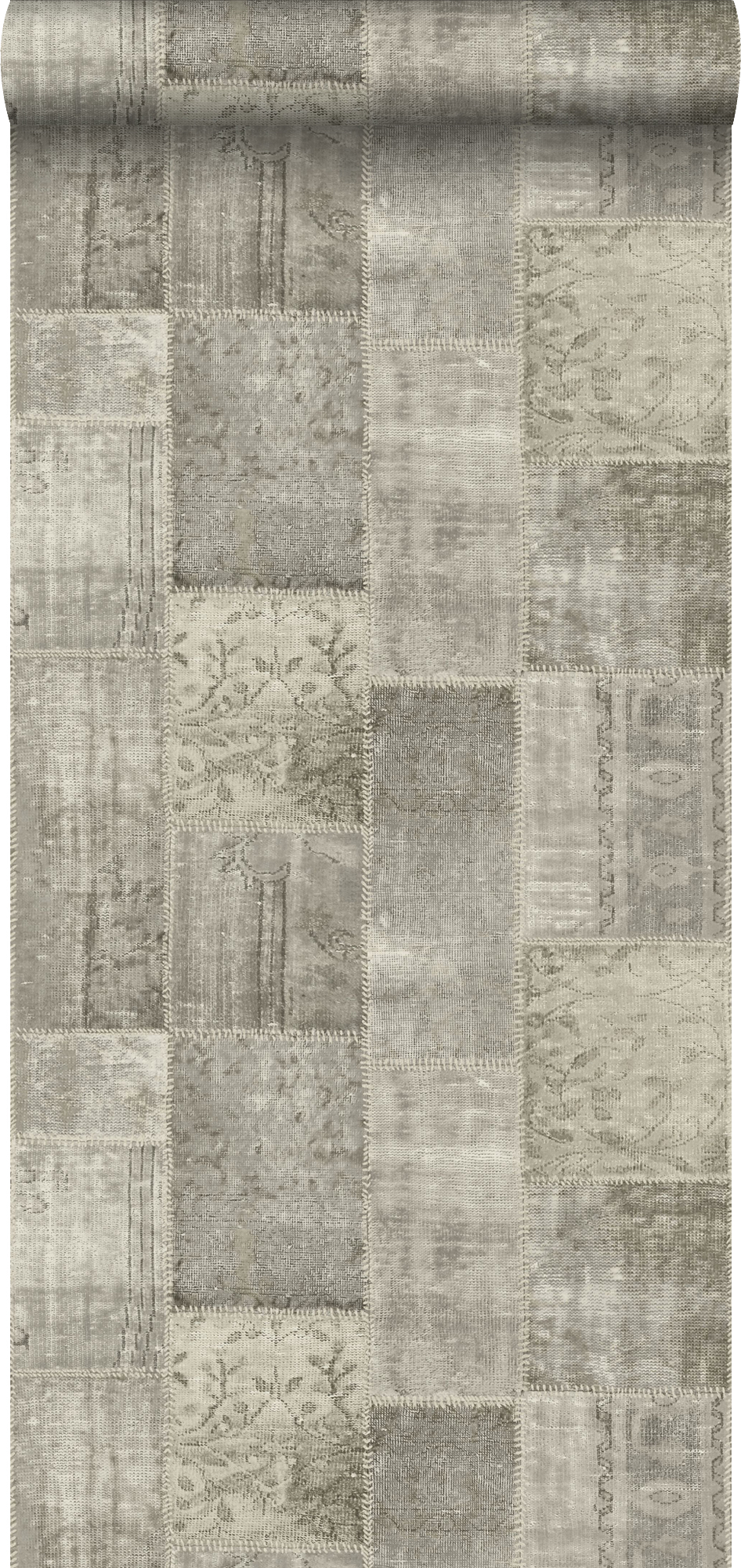Papel pintado patchwork kilim gris pardo - 53 cm x 10,05 m - estahome
