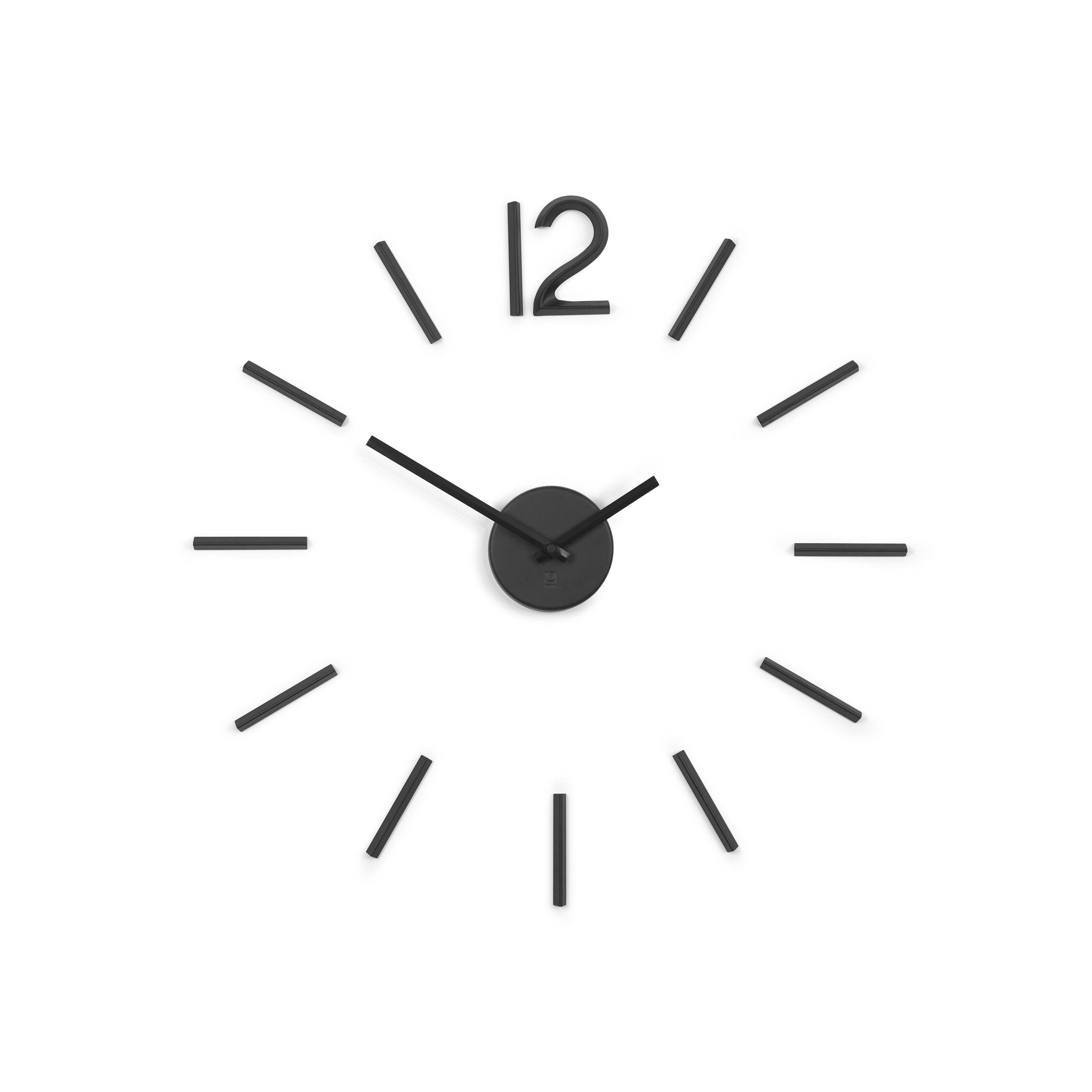 Umbra Blink Orologio Da Parete Fai-da-te In Alluminio Nero - Design Minimalista Con Indici E Lancette Metalliche