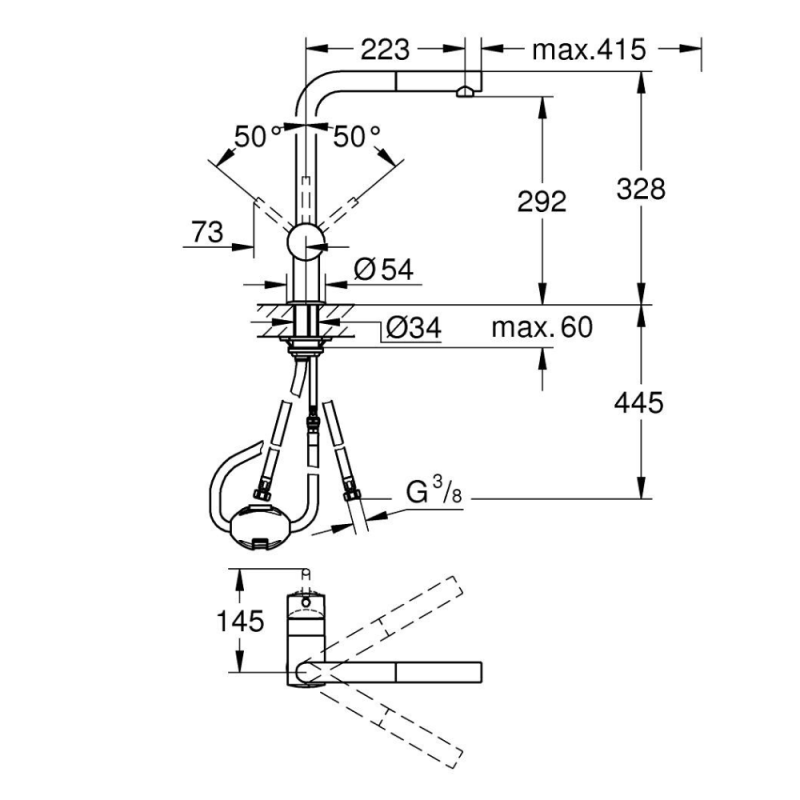 Robinet cuisine Grohe douchette extractible Minta - 5