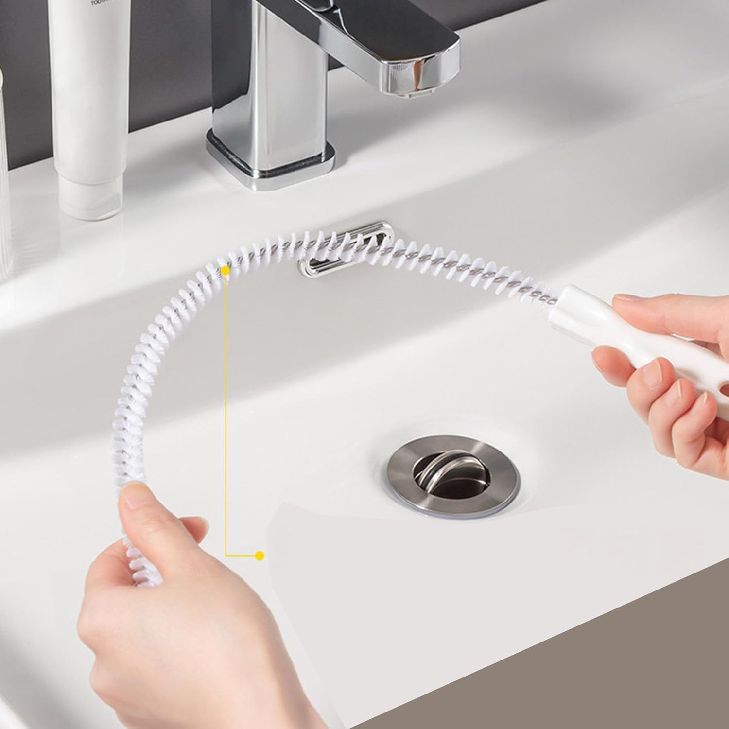 10*Sturalavandini altamente flessibile per rimuovere i capelli, sonda per lavello pieghevole con design a spirale (45 cm) - 3