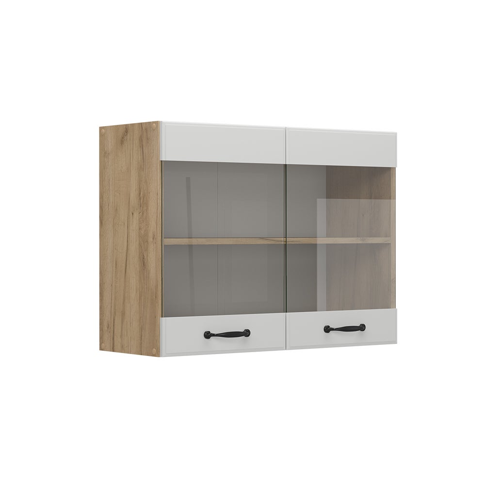 Vicco Szklana szafka kuchenna R-Line, Biały domek wiejski, 80 cm
