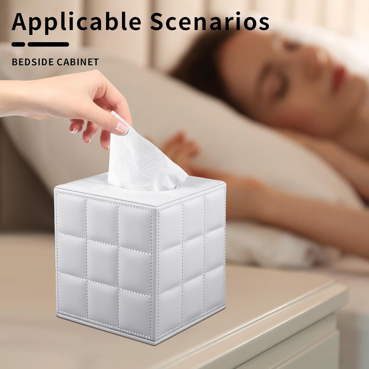Portafazzoletti Quadrato In Pelle PU – Elegante Scatola Per Fazzoletti Grigio Scuro Per Casa E Ufficio